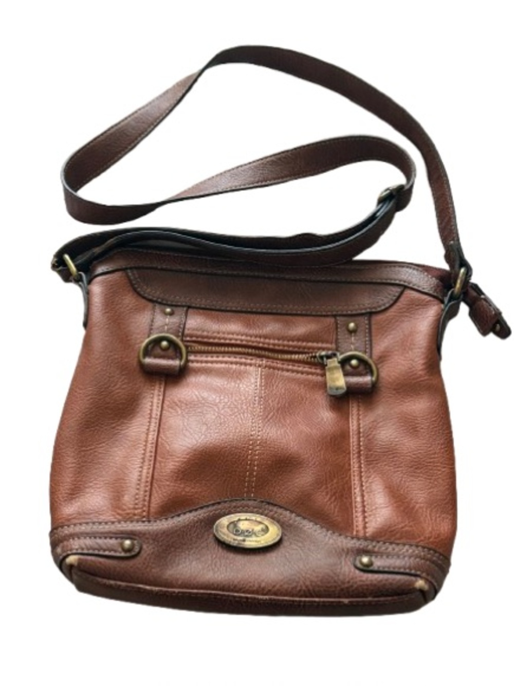 b.ø.c Born Concept Brown Faux Leather Crossbody Bag Organizer Everyday Purse